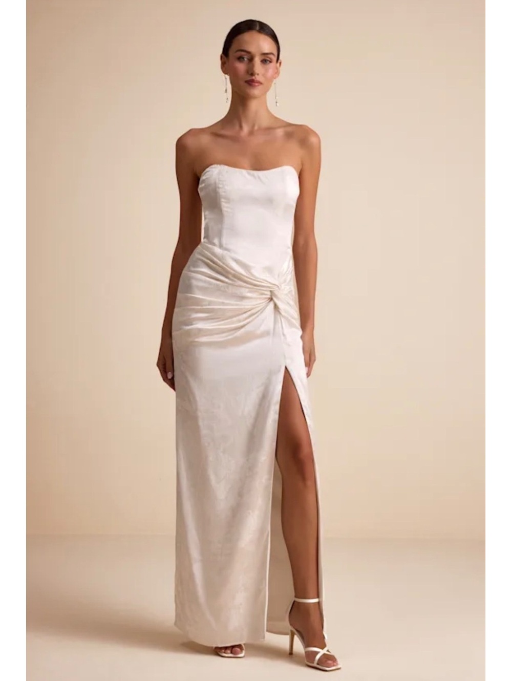 NWT Lulus Whitney Ivory Jacquard Strapless Maxi Dress XL Bridal